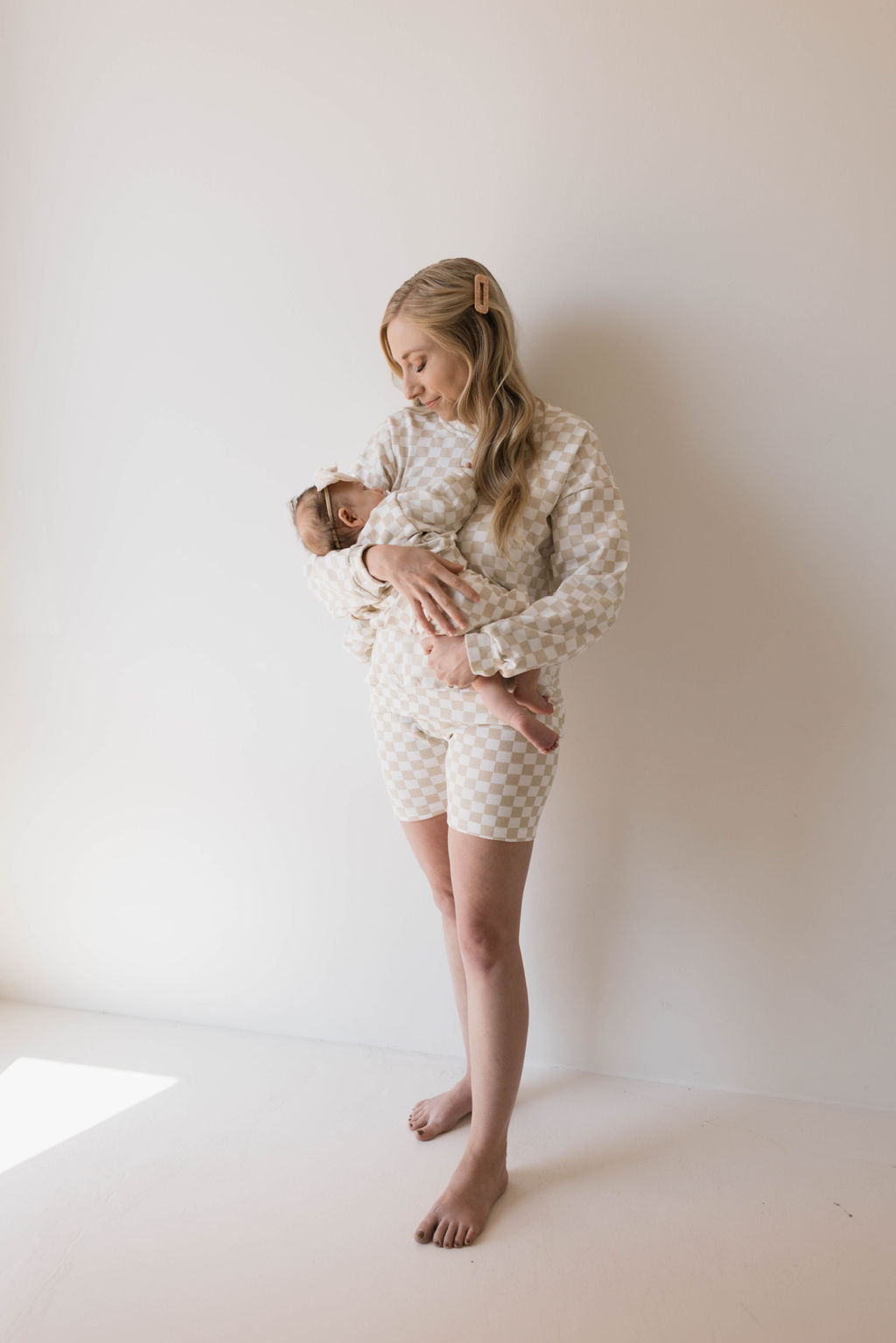 Children's Long Sleeve Short Set | Chai Checkerboard