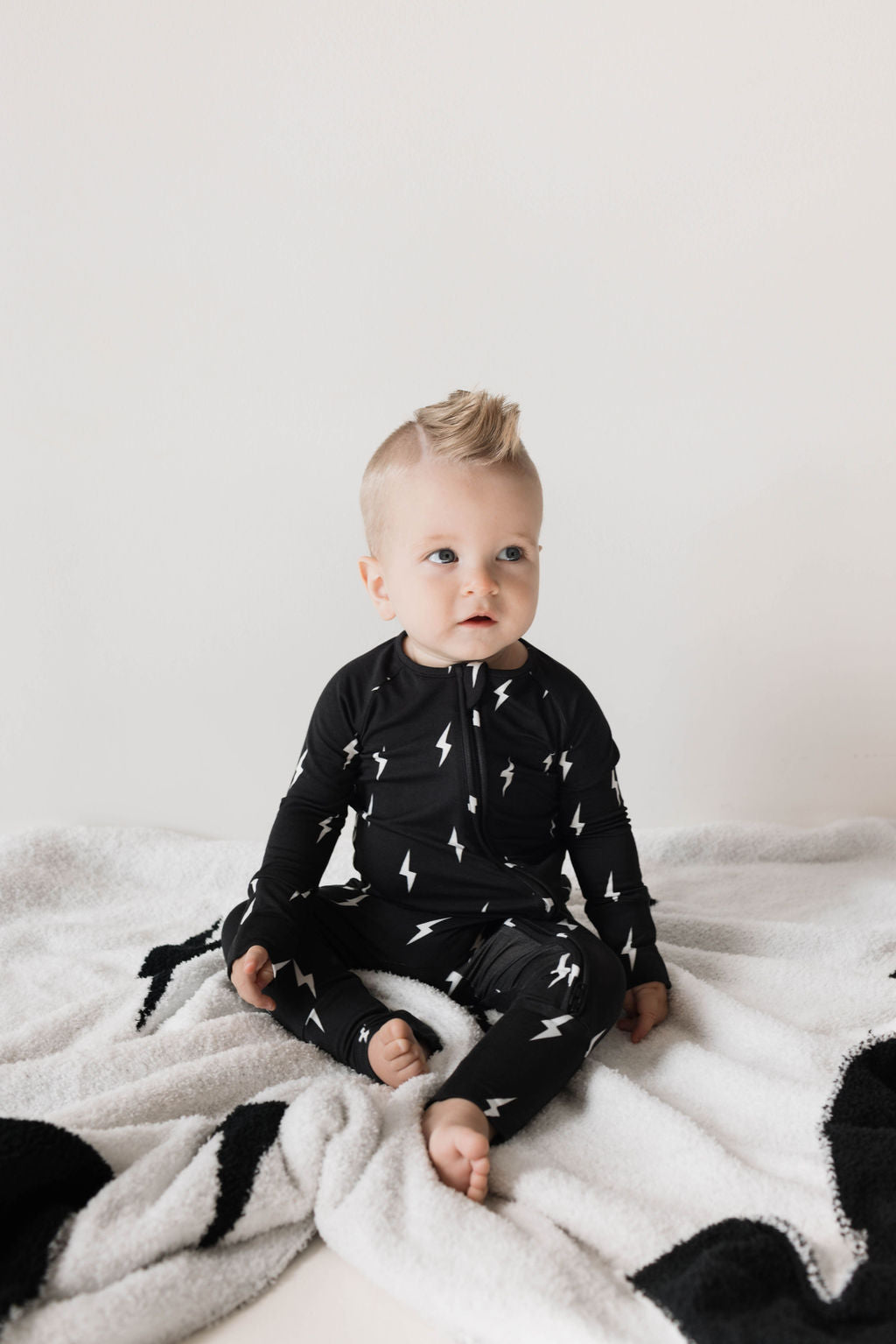 Bamboo Zip Pajamas | Midnight Lightning Bolt