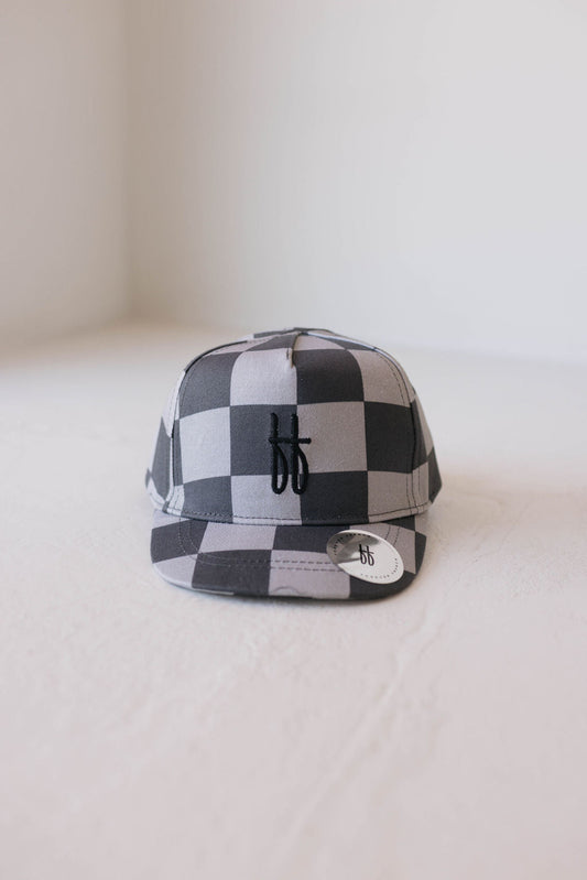 Children's Trucker Hat | Black & Grey Checkerboard