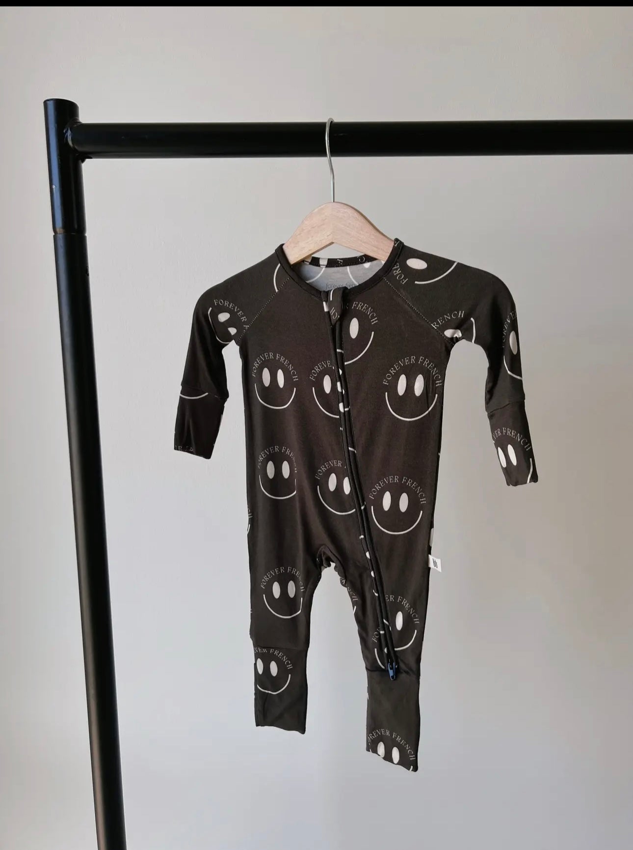 Bamboo Zip Pajama | Charcoal FF Smile