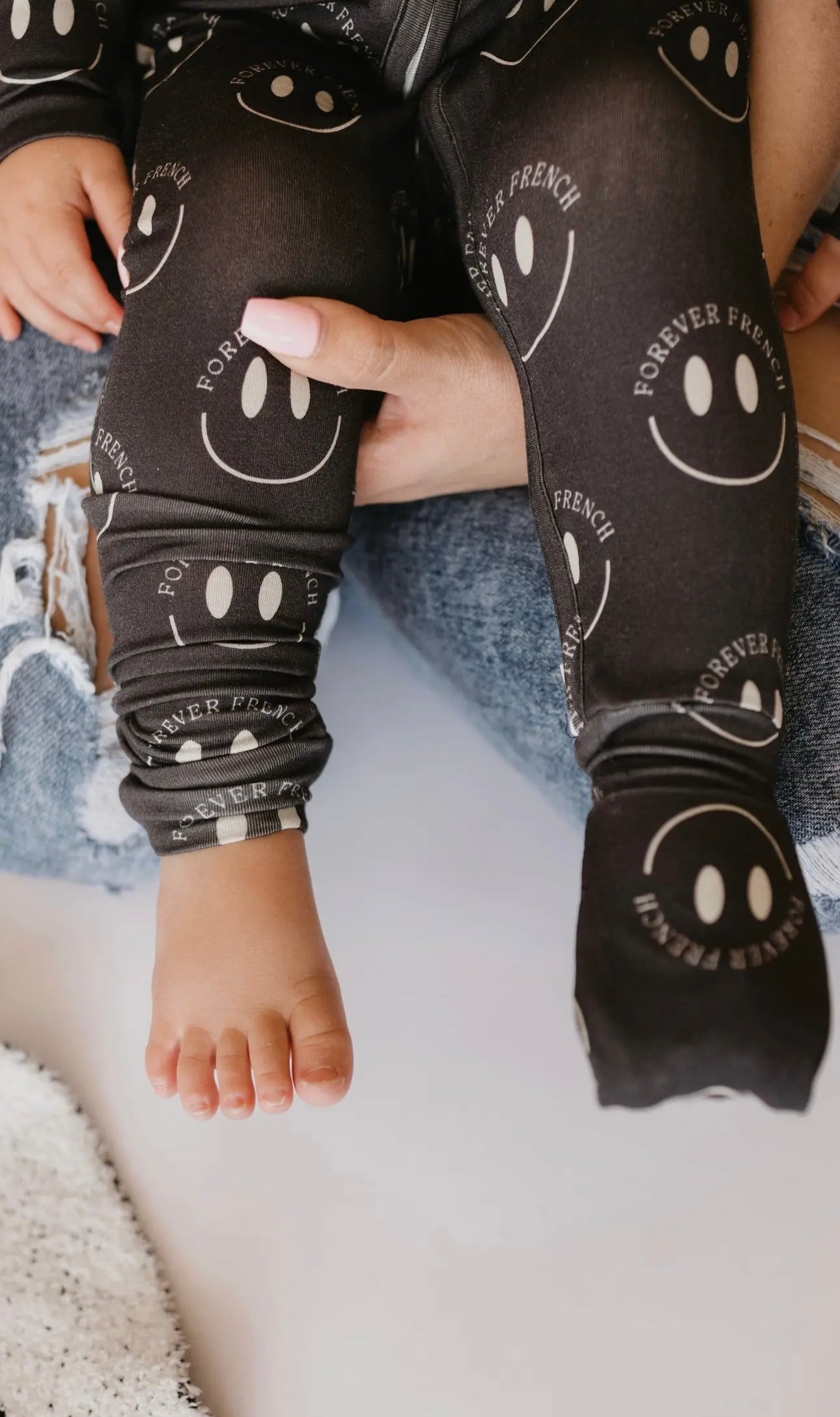 Bamboo Zip Pajama | Charcoal FF Smile