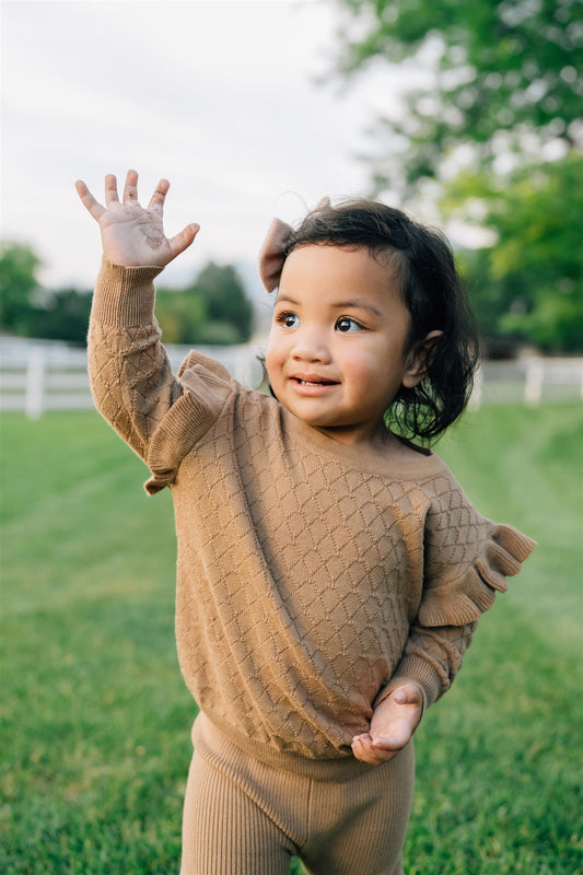 Toffee Knit Ruffle Sweater