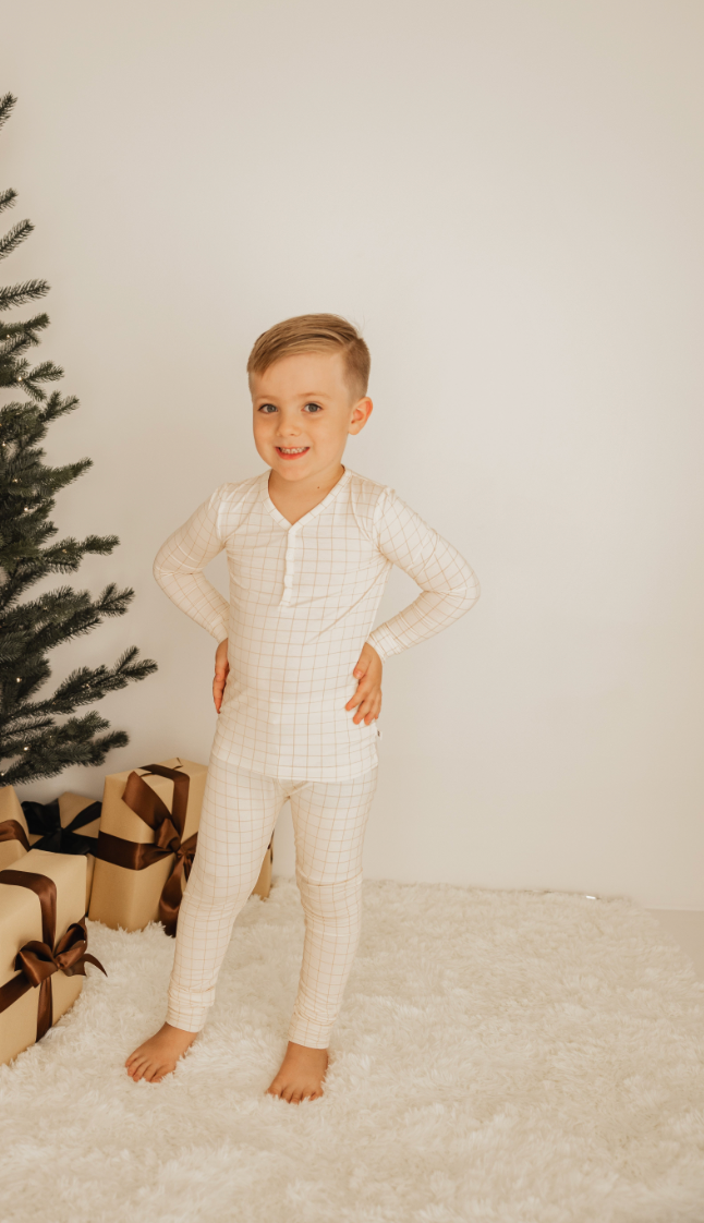 Bamboo Two Piece Pajama | Golden Grid