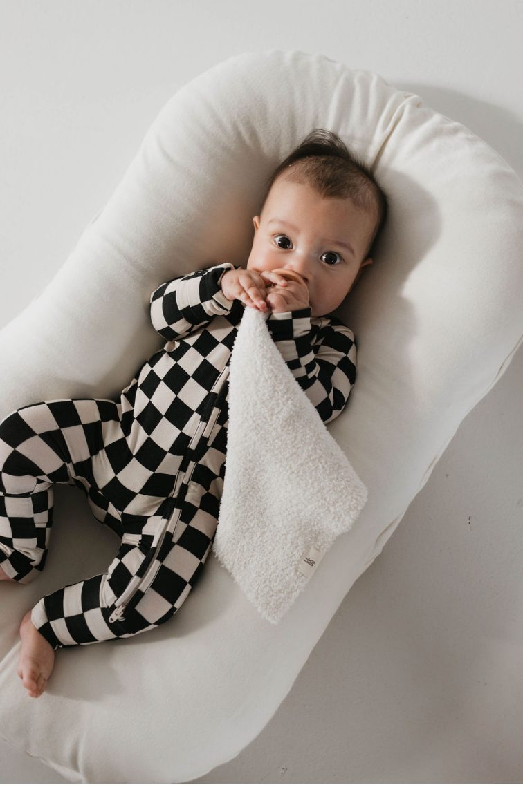 Bamboo Zip Pajamas | Black Checkerboard