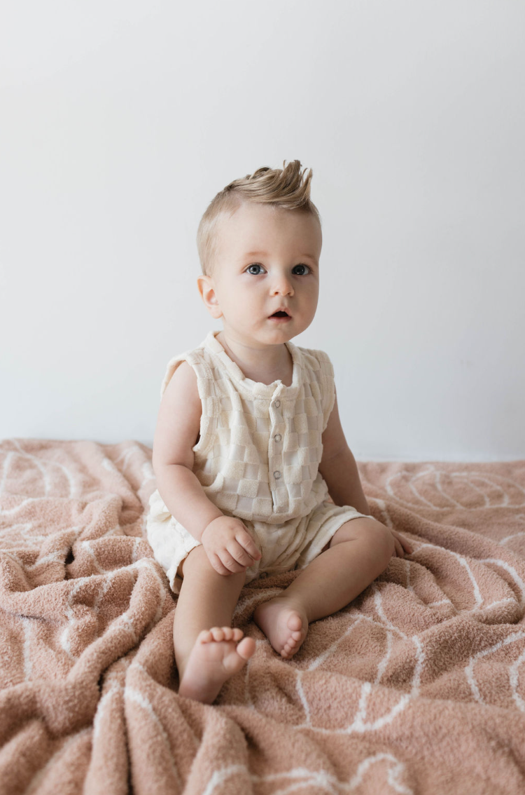 Tank Romper | Cream Checkerboard