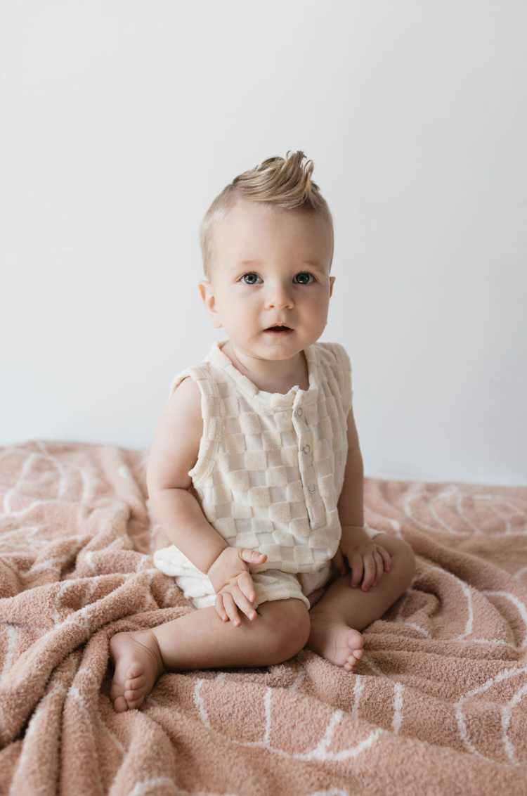 Tank Romper | Cream Checkerboard