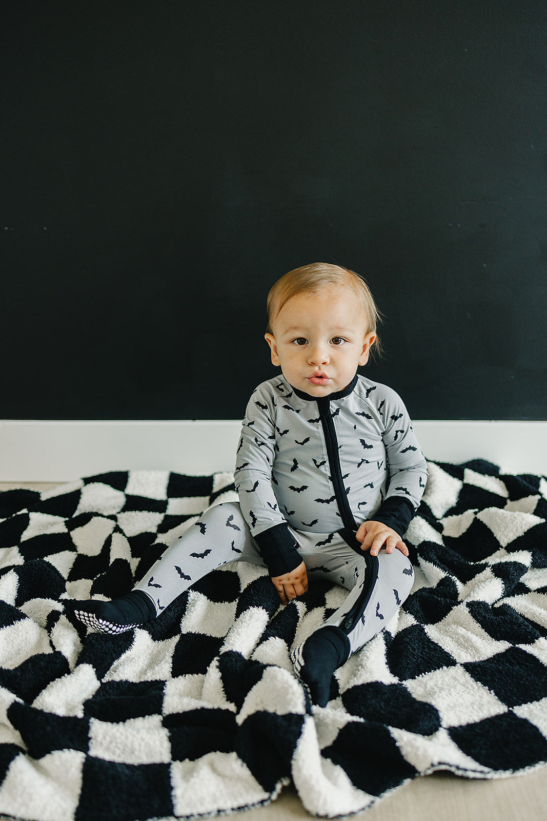 Black + White Checkered Plush Blanket