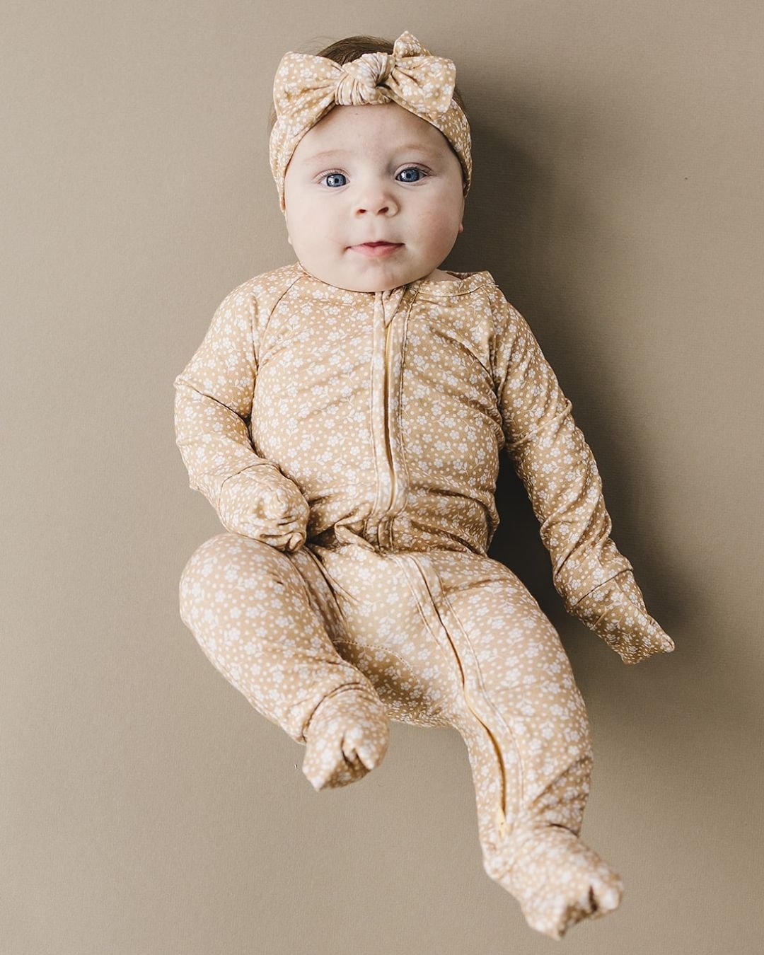 Bamboo Zip Romper | Neutral Garden