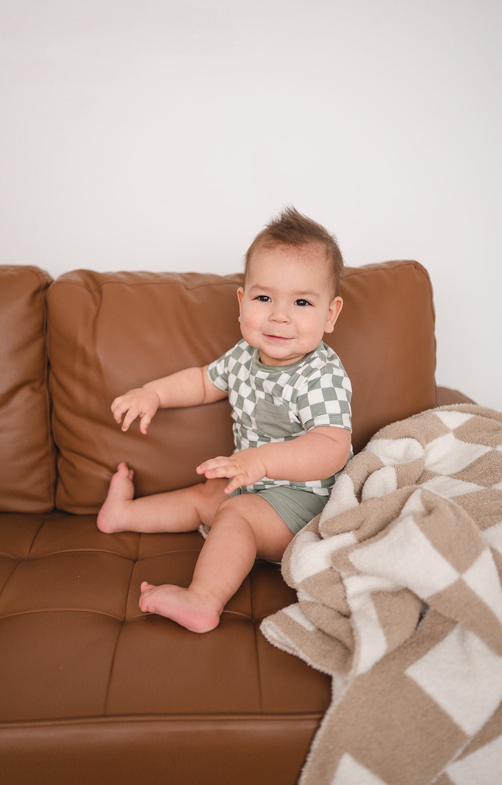 Checker Blanket - Taupe/White