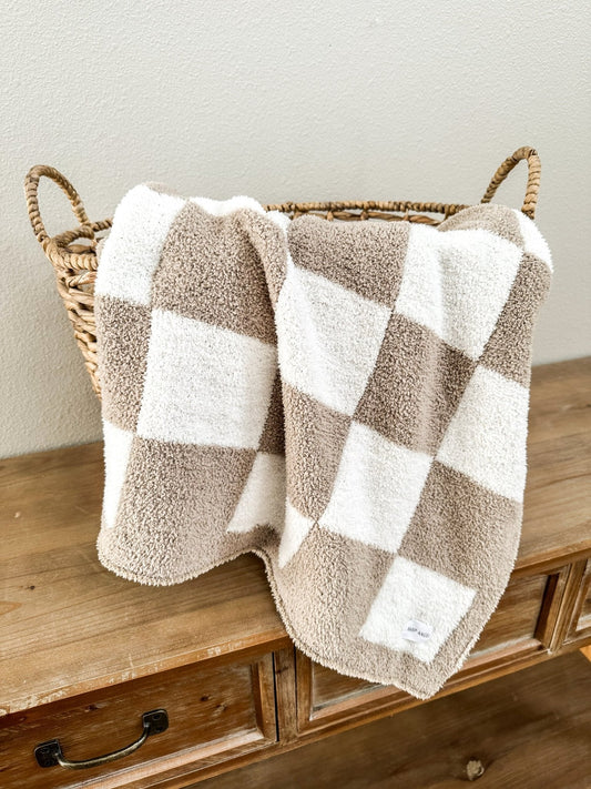 Checker Blanket - Taupe/White