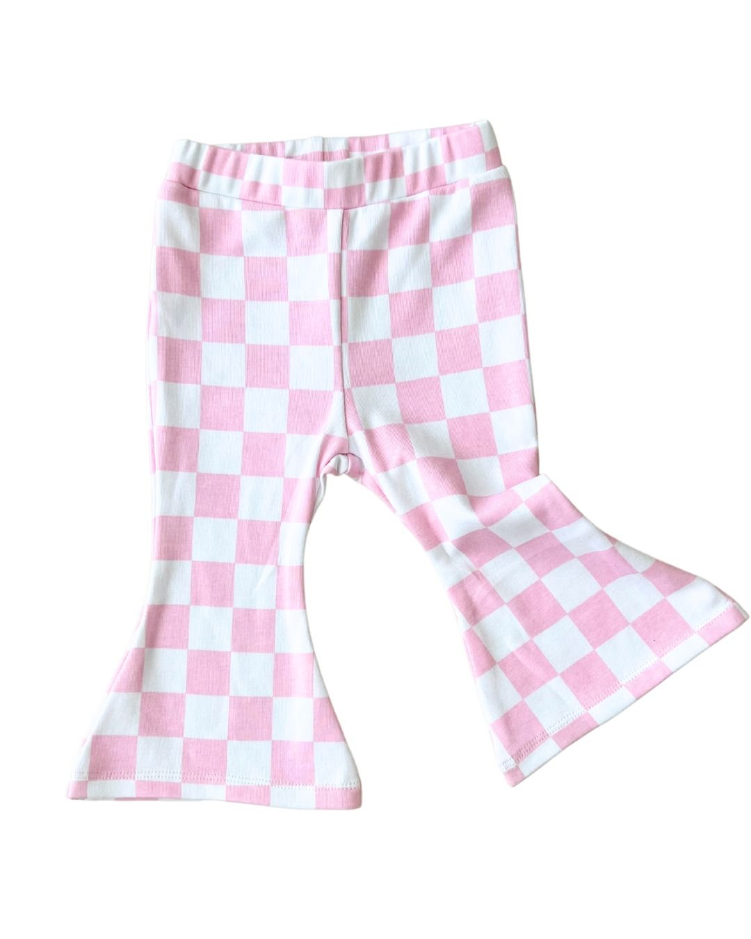 Checkered Flare Pants | Pink