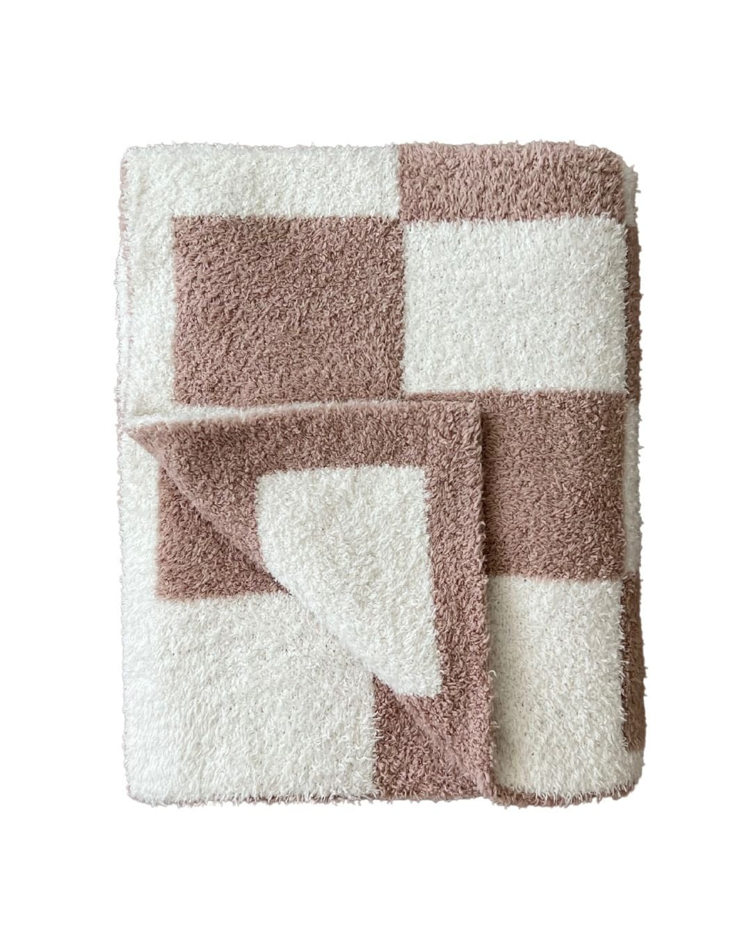 Checkered Plush Blanket | Latte