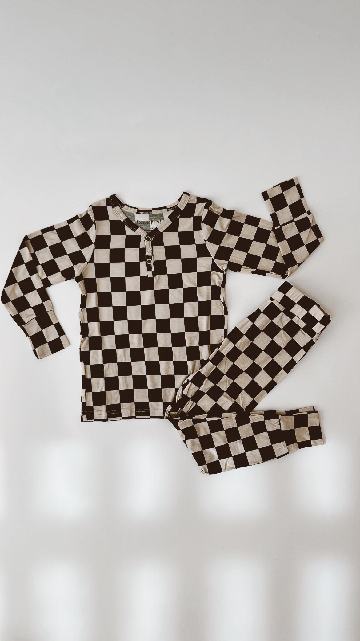 Bamboo Two Piece Pajamas | Black Checkerboard