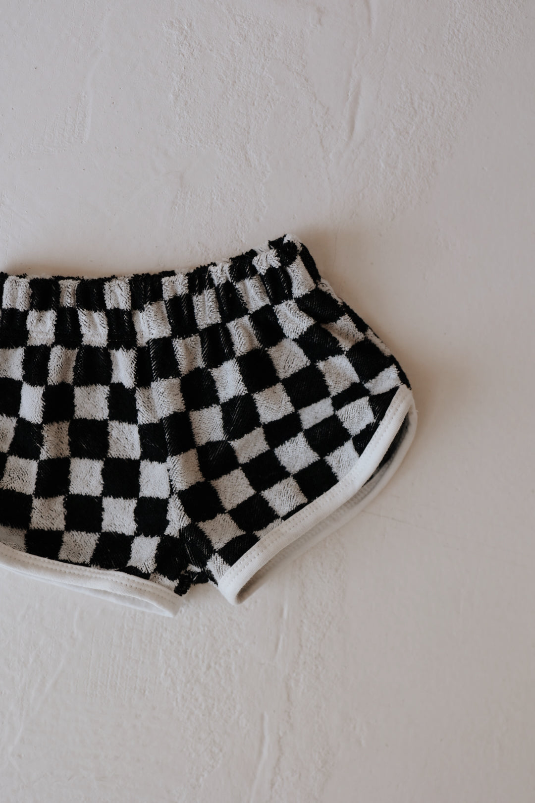 Children's Terry Cloth Shorts | Black & White Checkerboard