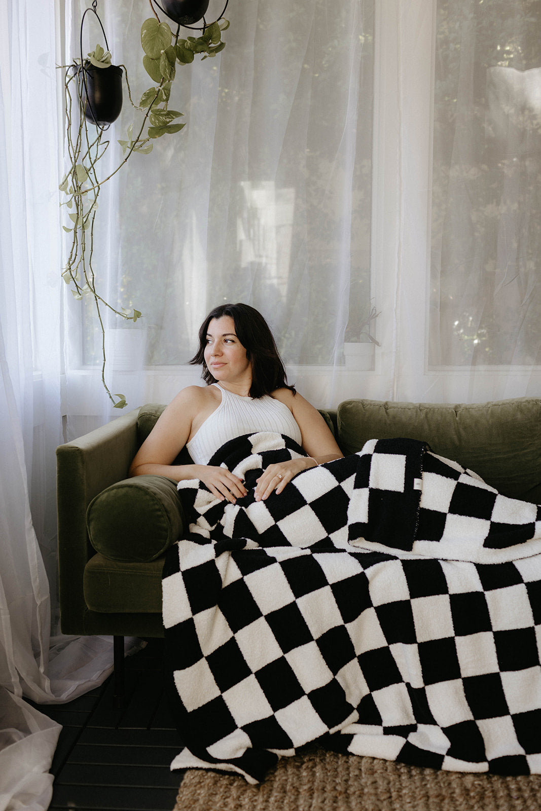 Plush Blanket  | Black & White Checkerboard