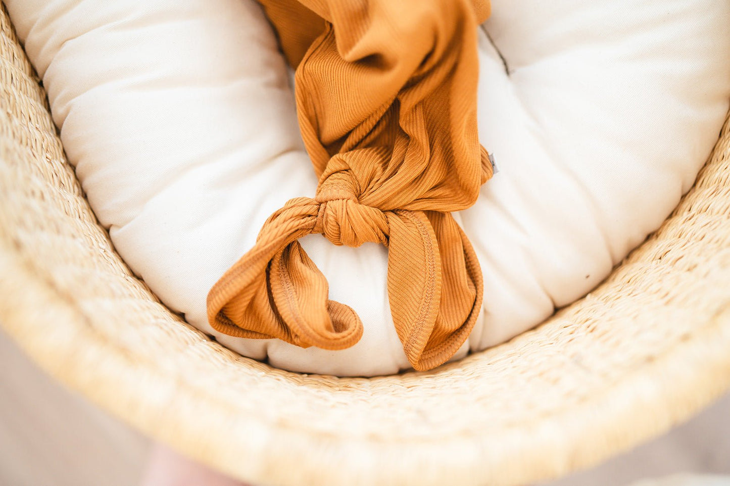 Knotted Baby Gown - Caramel Ribbed