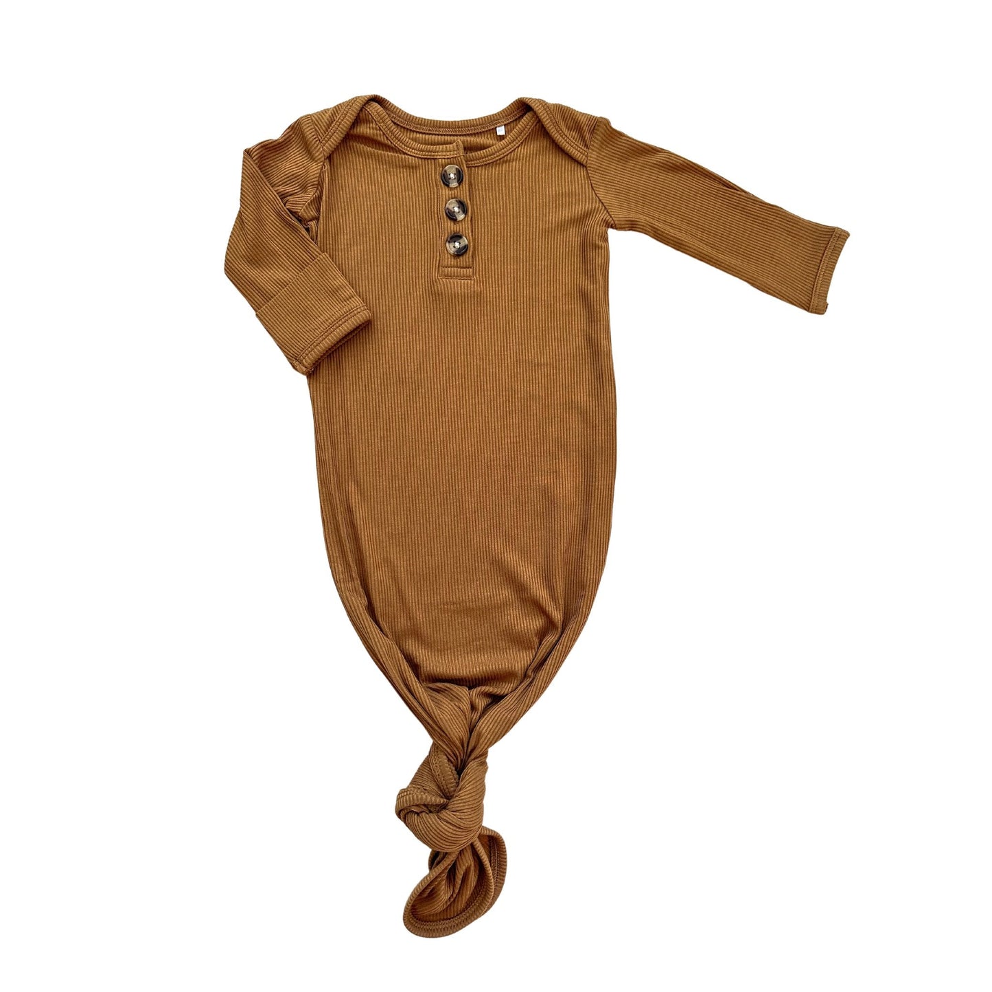 Knotted Baby Gown - Caramel Ribbed