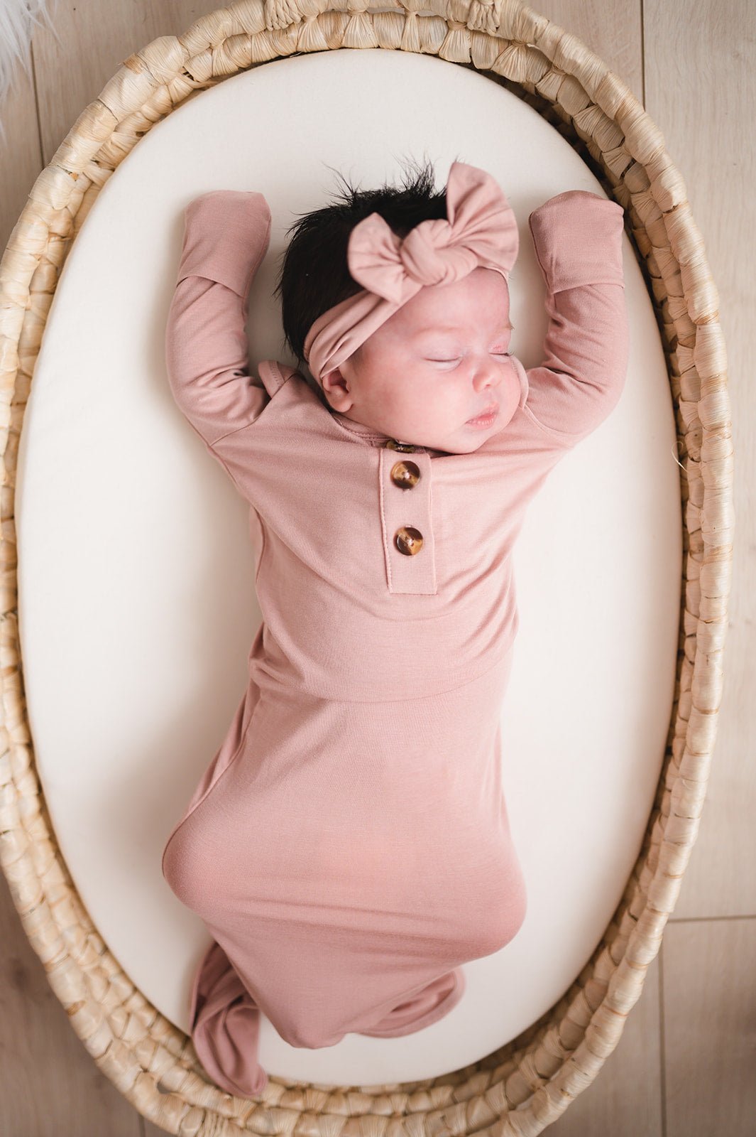 Knotted Baby Gown - Dusty Pink