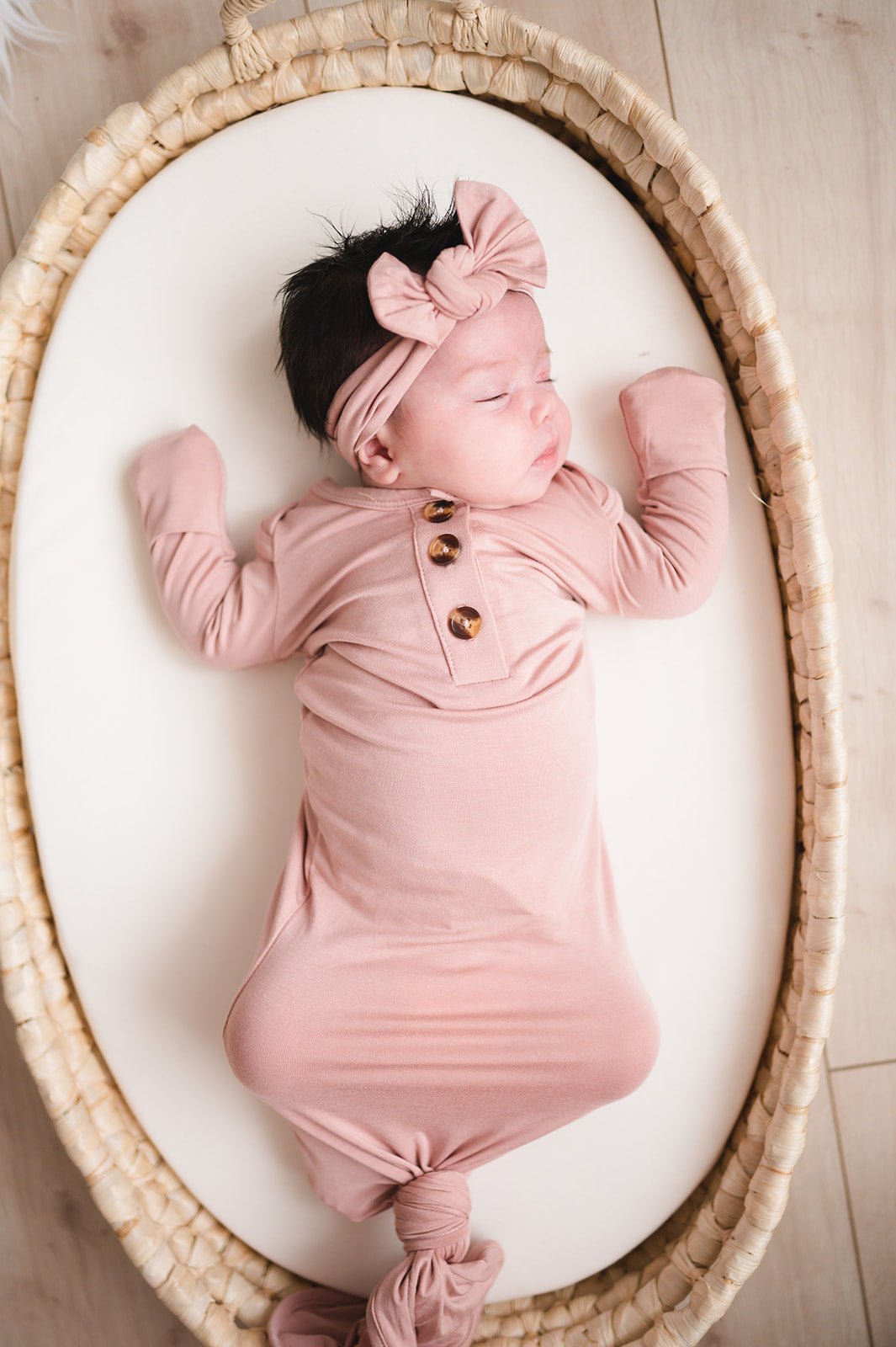 Knotted Baby Gown - Dusty Pink