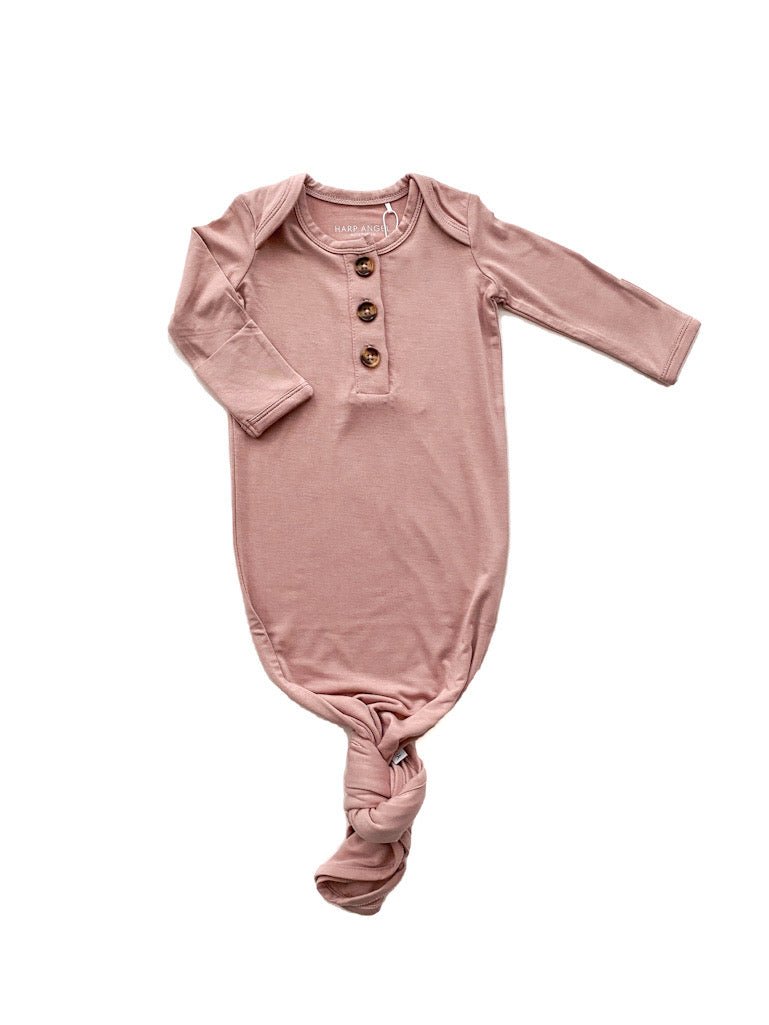 Knotted Baby Gown - Dusty Pink