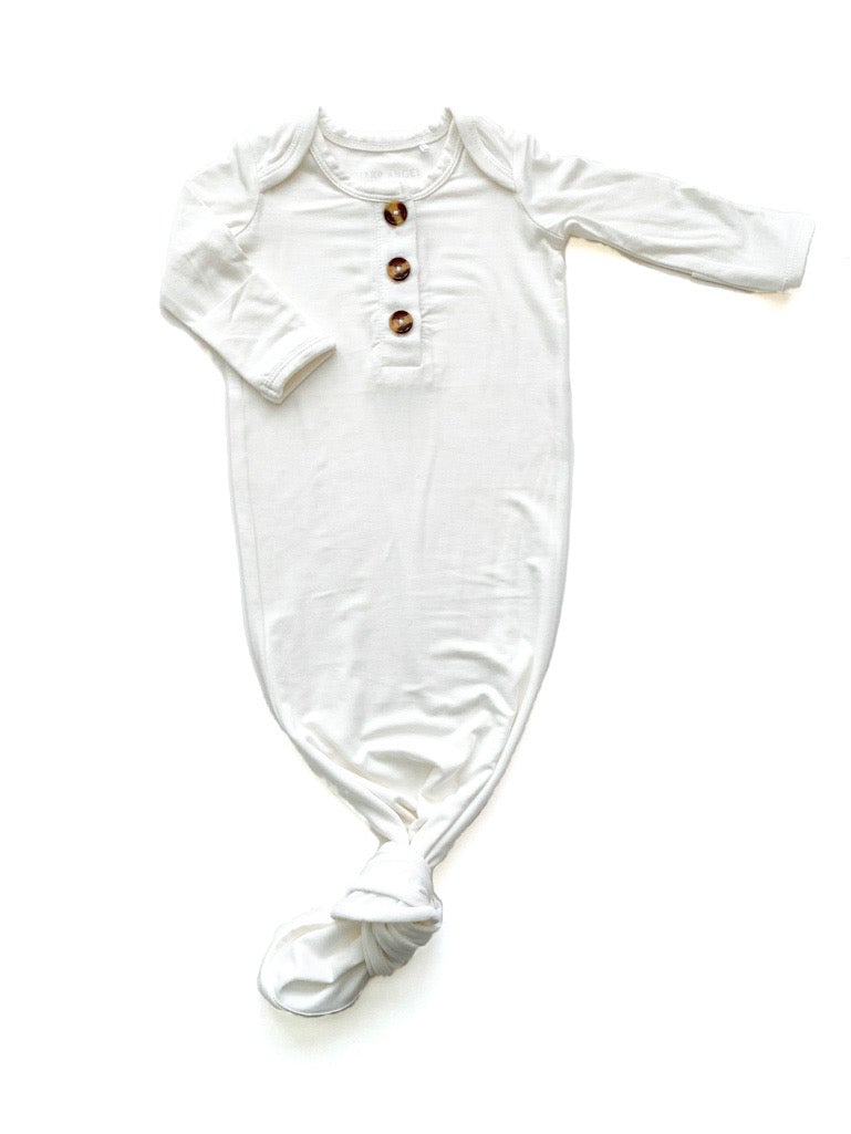 Knotted Baby Gown - White