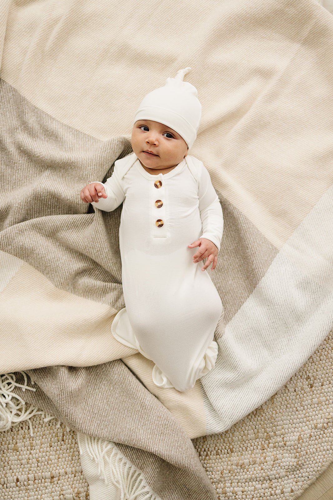 Knotted Baby Gown - White