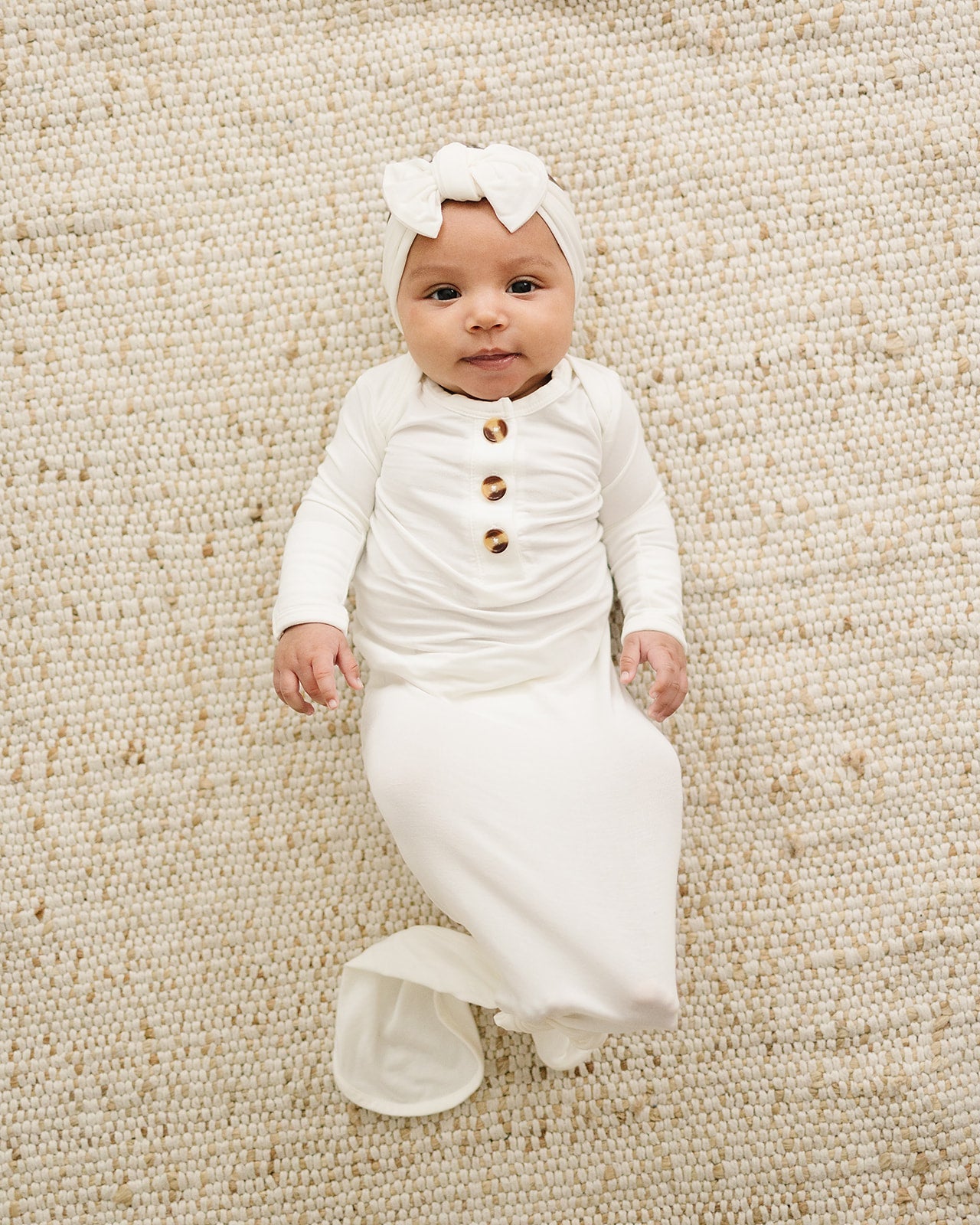 Knotted Baby Gown - White