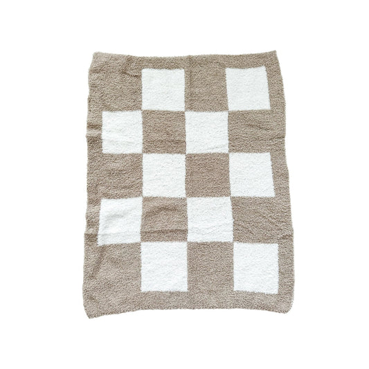 Mini Blanket - Checker Taupe/White