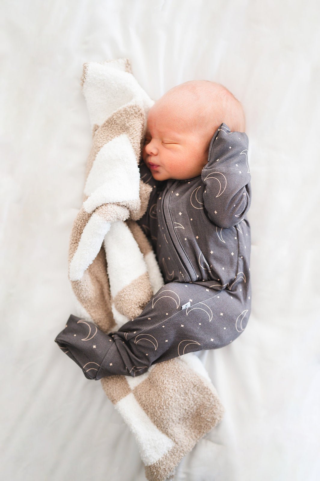 Mini Blanket - Checker Taupe/White