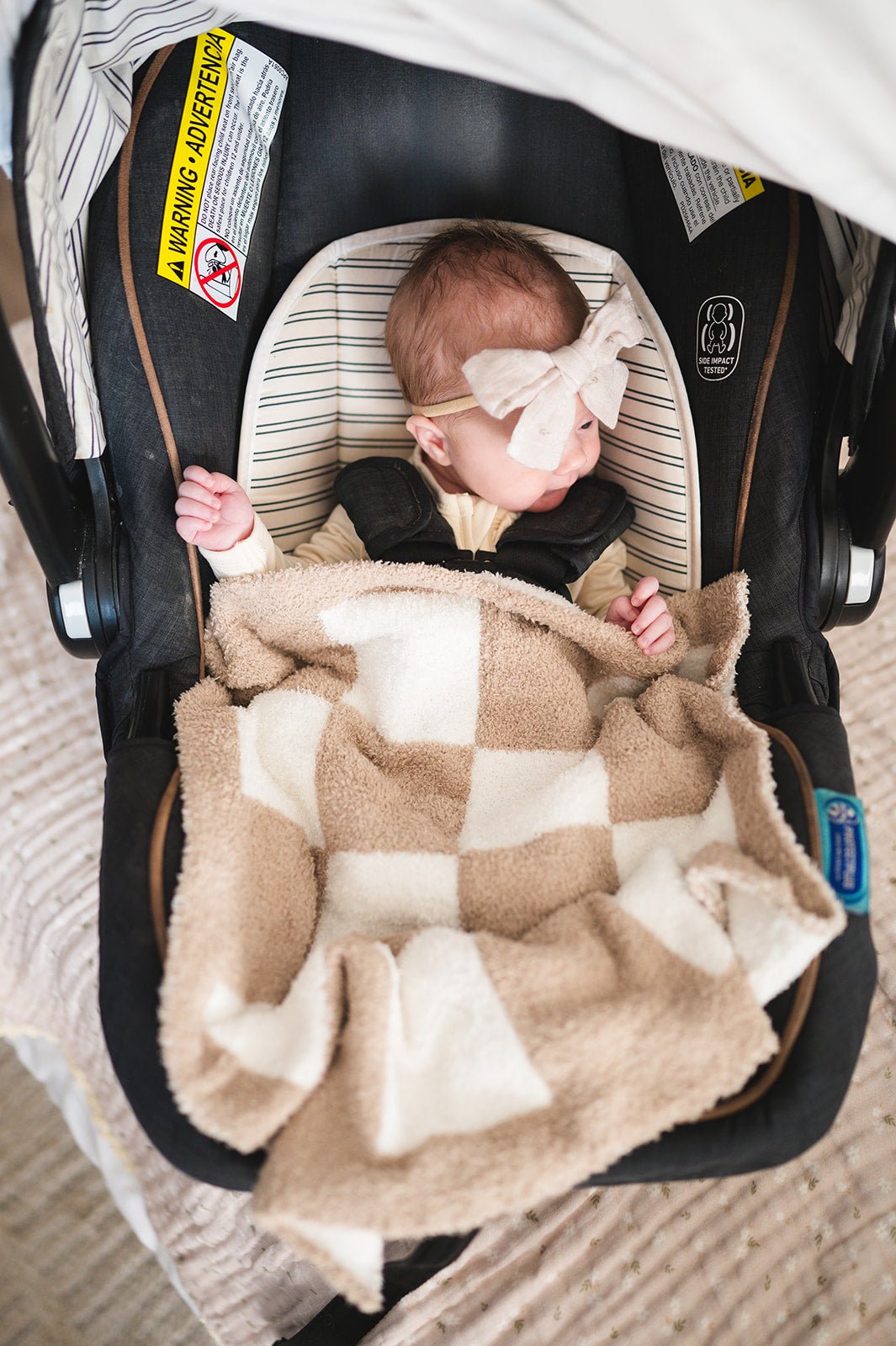 Mini Blanket - Checker Taupe/White