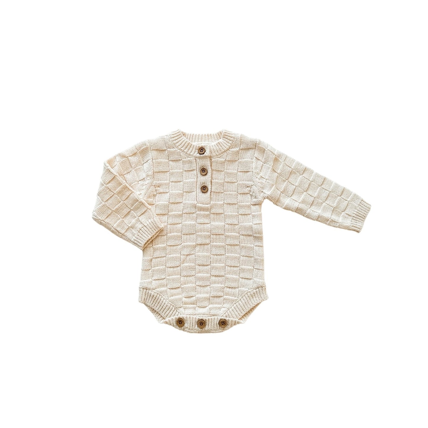 Organic Knit Bodysuit- Cream Checker