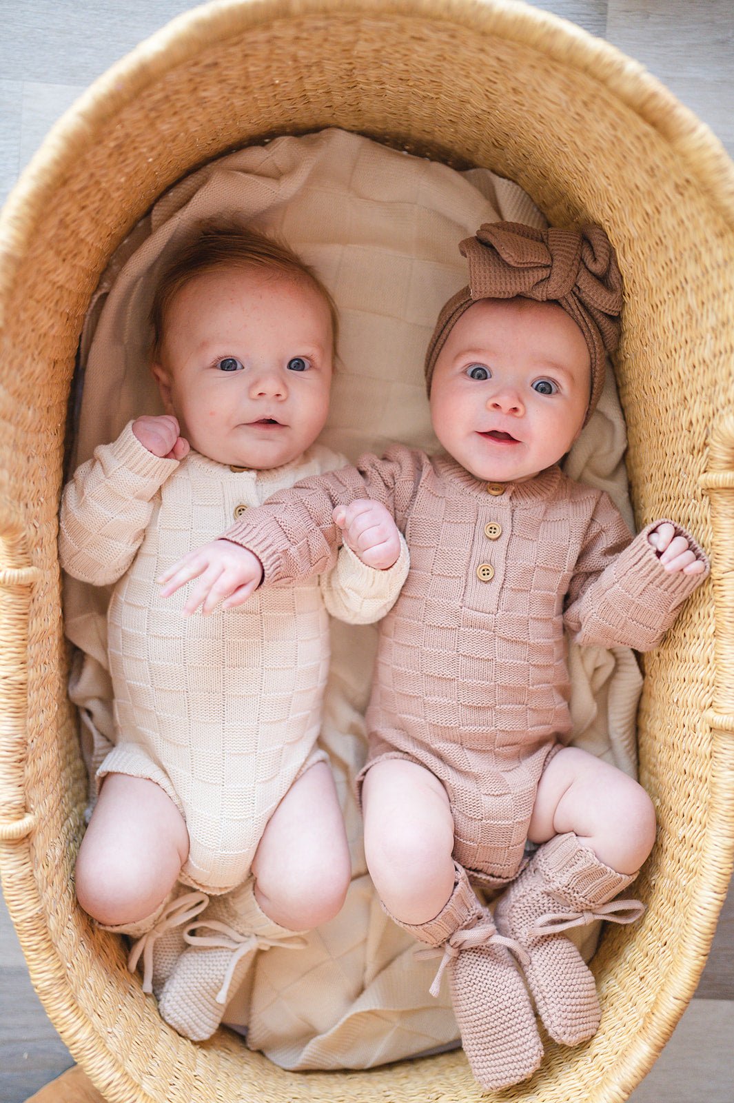 Organic Knit Bodysuit- Mocha Checker