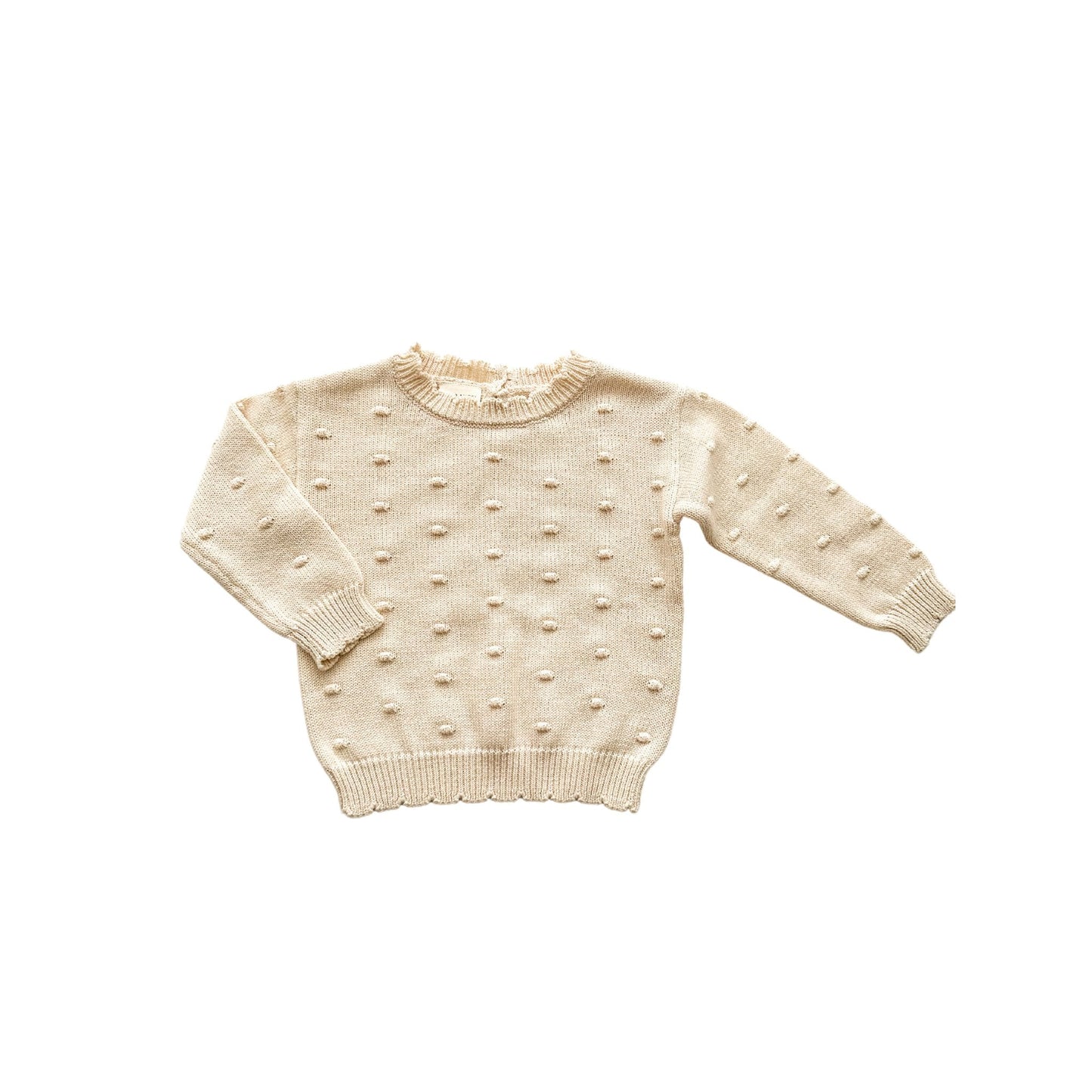 Organic Knit Sweater - Cream Pom